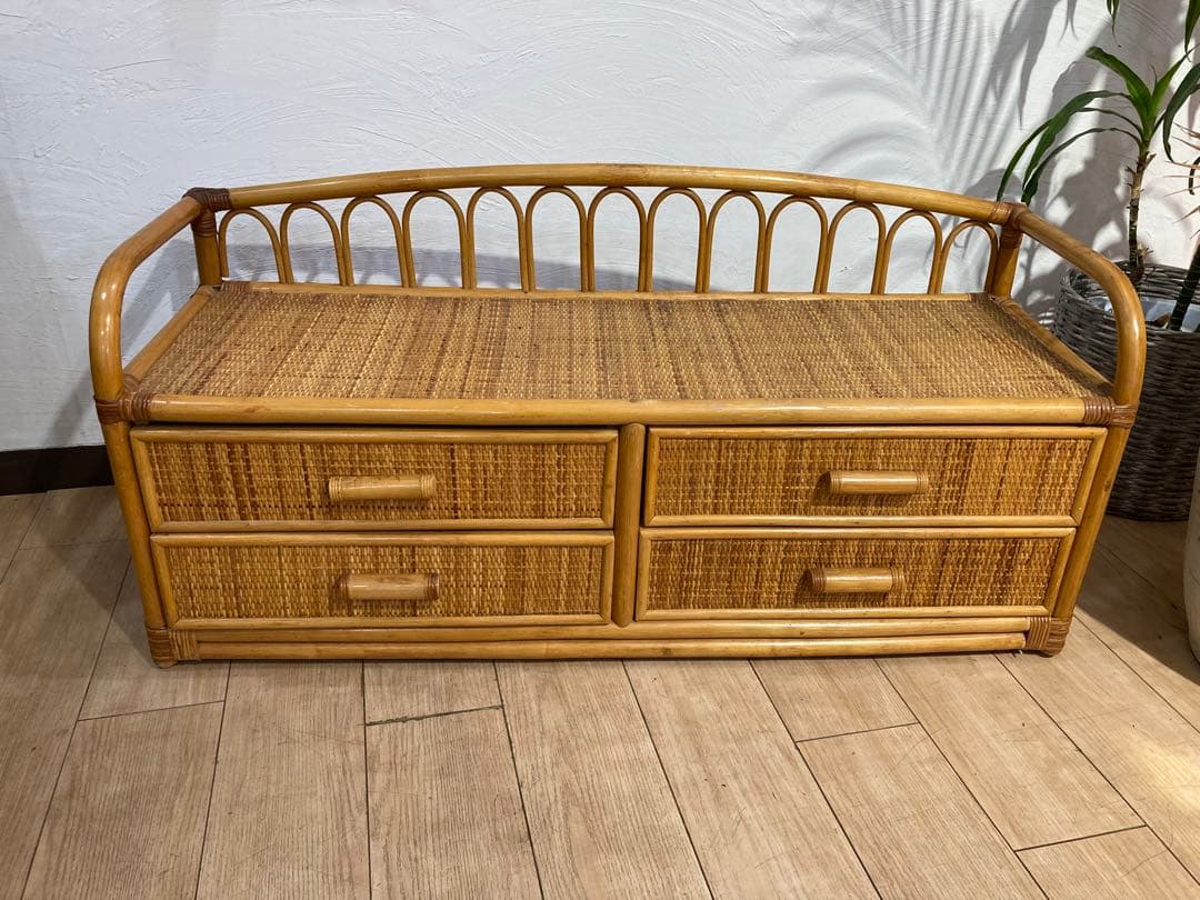 ラタン 製　籐　サイドボードチェスト ヴィンテージ 古道具　名古屋市内引き取り可