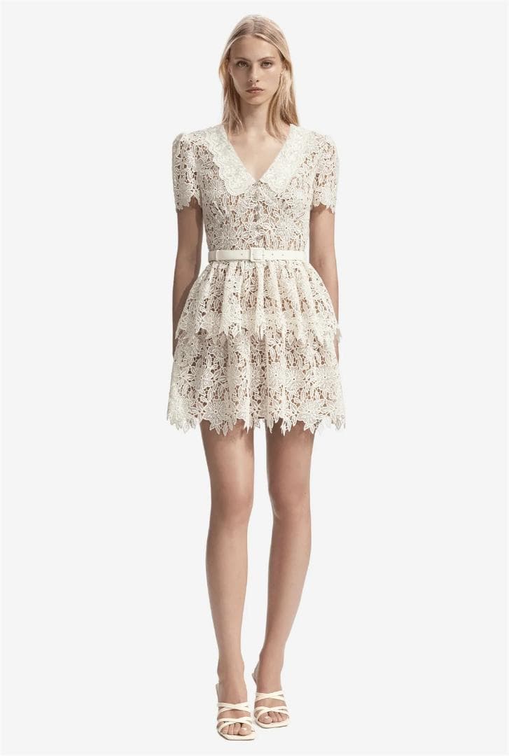 え*な様 セルフポートレイト ワンピース フラワーレース 花柄 クリーム UK8