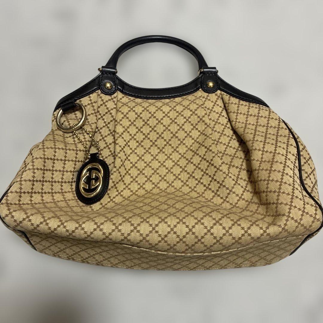 【美品】 GUCCI スーキー ディアマンテ キャンバス レザー バッグ
