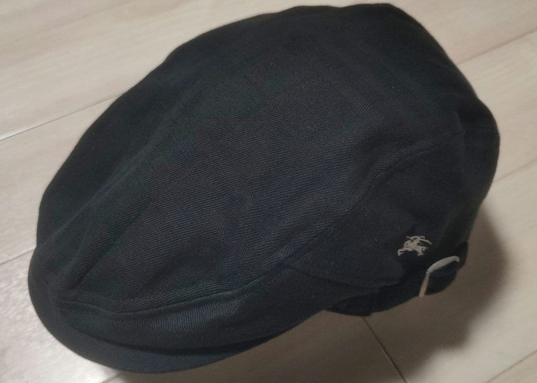 バーバリー ブラックレーベル ハンチング 帽子　キャップ　ブラック　黒　ロゴ刺繍