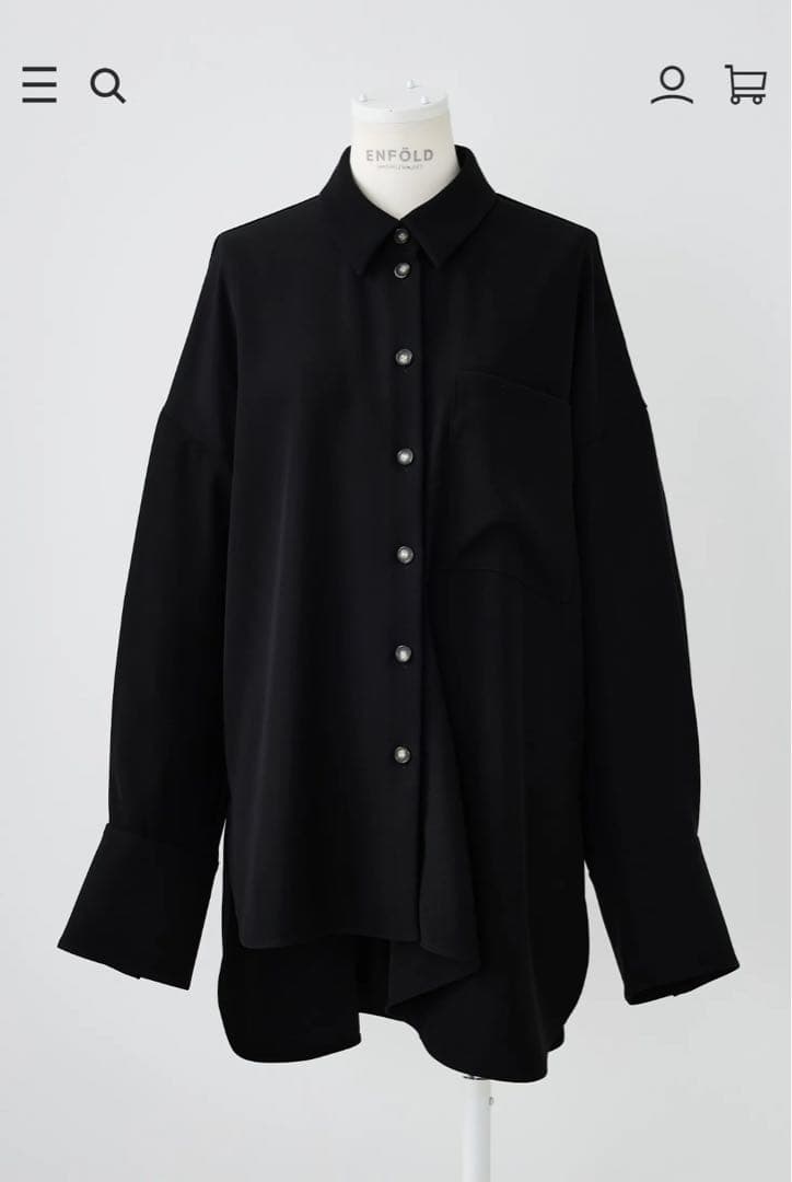 最終値下げ　2025SS ENFOLD ドレープヘムシャツ ブラック　サイズ38