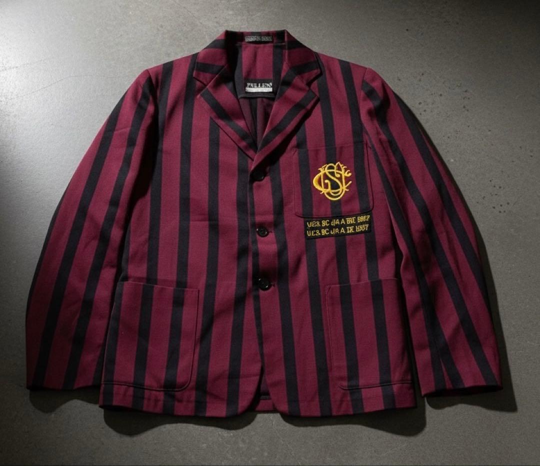 t*t様 売り切り　英国製 スクールジャケット 赤　黒 ストライプ ヴィンテージ