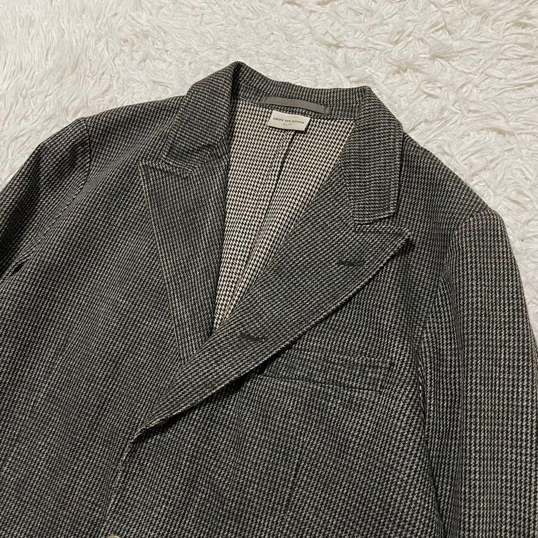ドリスヴァンノッテン テーラードジャケット 千鳥格子柄 グレー系 48/L相当