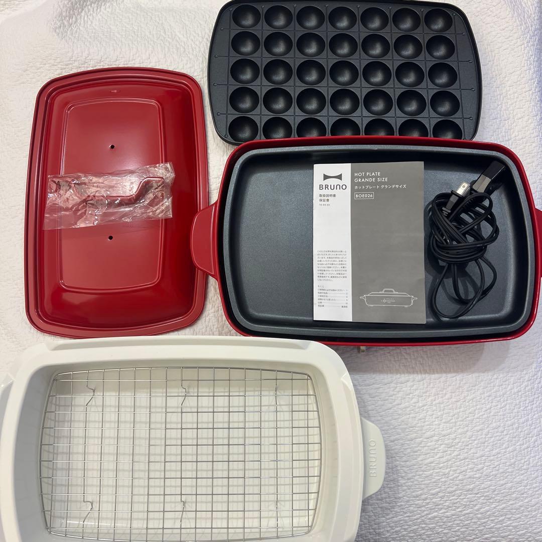 (新品未使用)BRUNO ホットプレート グランデサイズ レッド&深鍋オプション
