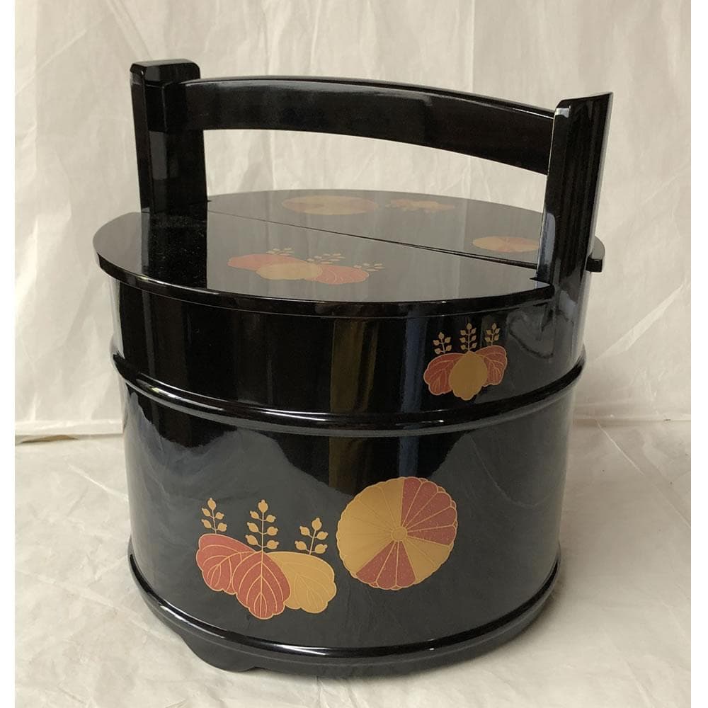 F1035 高台寺蒔絵 手桶水指 蒔絵師 春斎 共箱 木製 水指 茶道具