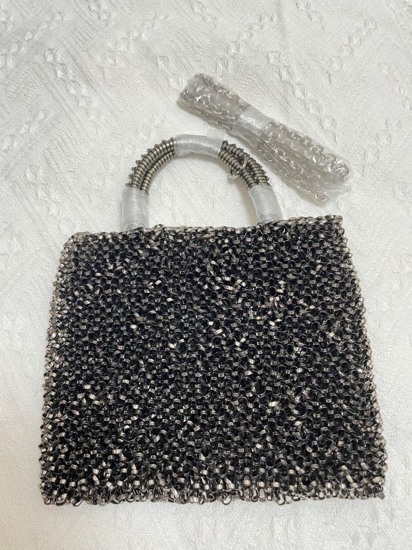 当日発送アンテプリマ風 ビーズ ワイヤーバッグ　ショルダーバッグ　新品未使用　黒