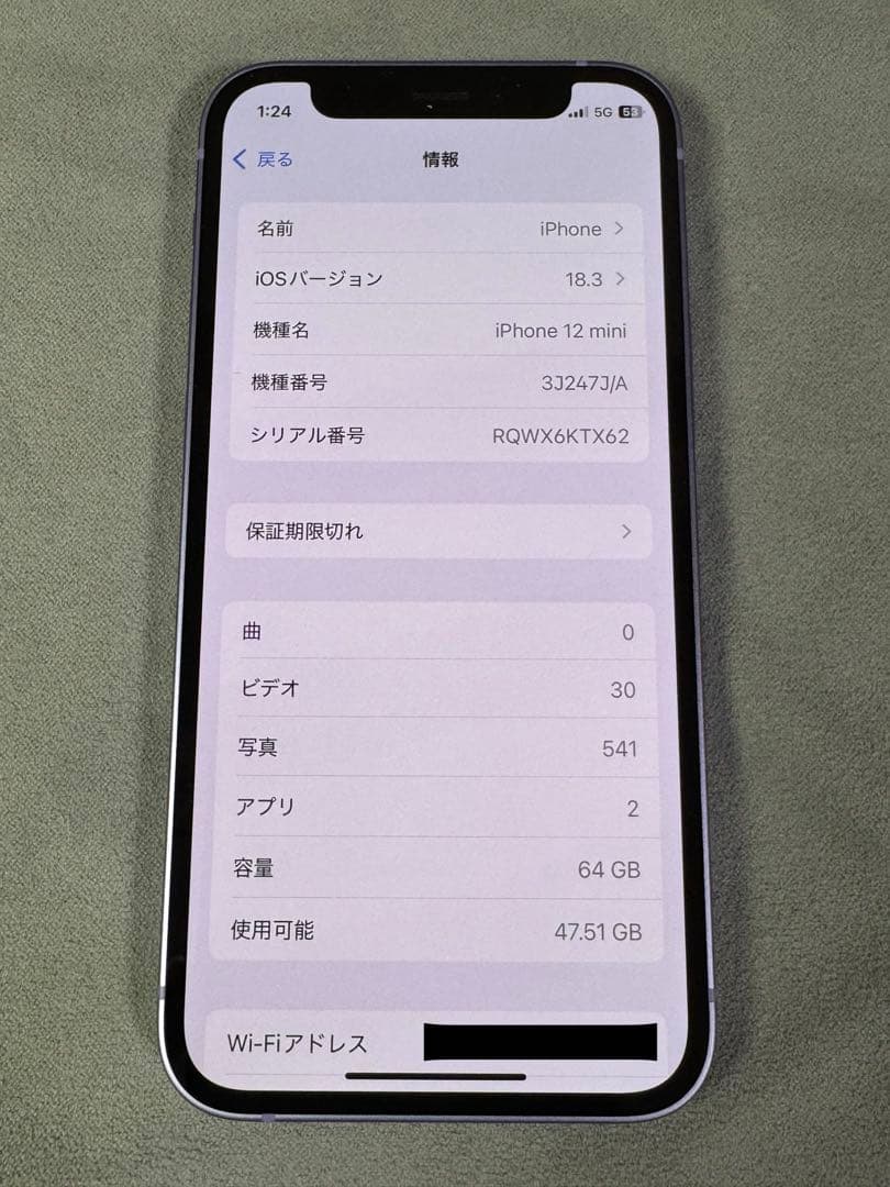 【デモ機】iPhone12 mini 64GB SIMロック解除済