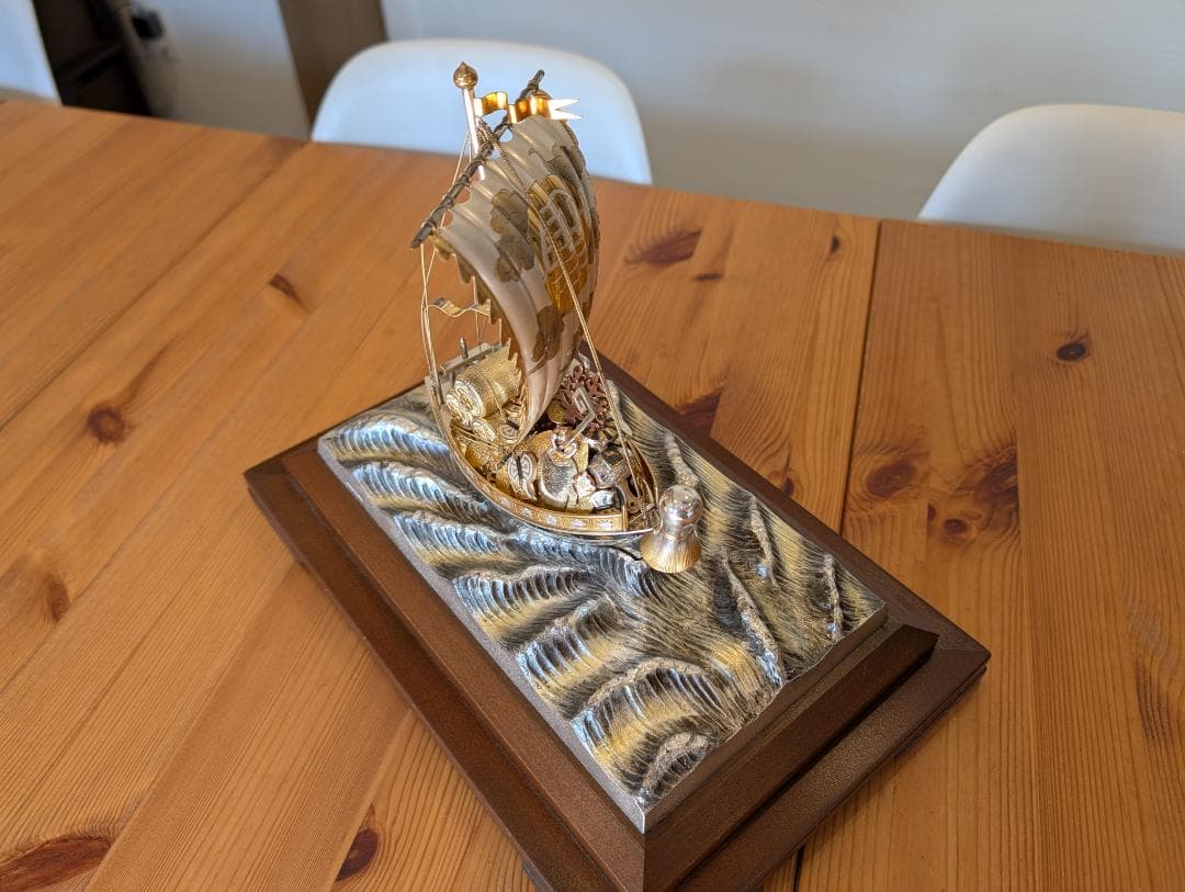 銀製　宝船　置物