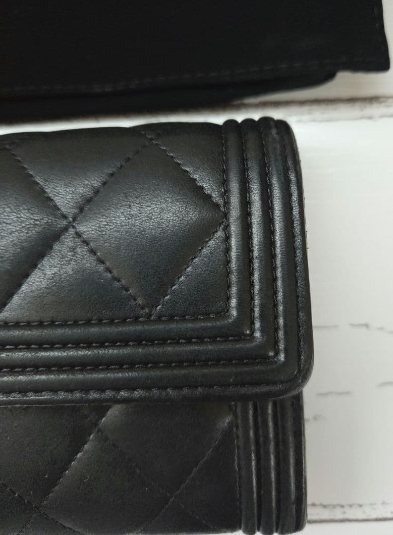 CHANEL　BOY CHANEL　 ブラック キルティング 長財布