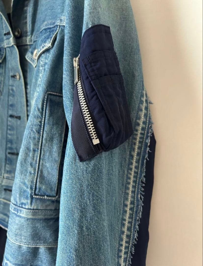sacai ドッキング デニム　ナイロン　ツイルジャケット ma-1