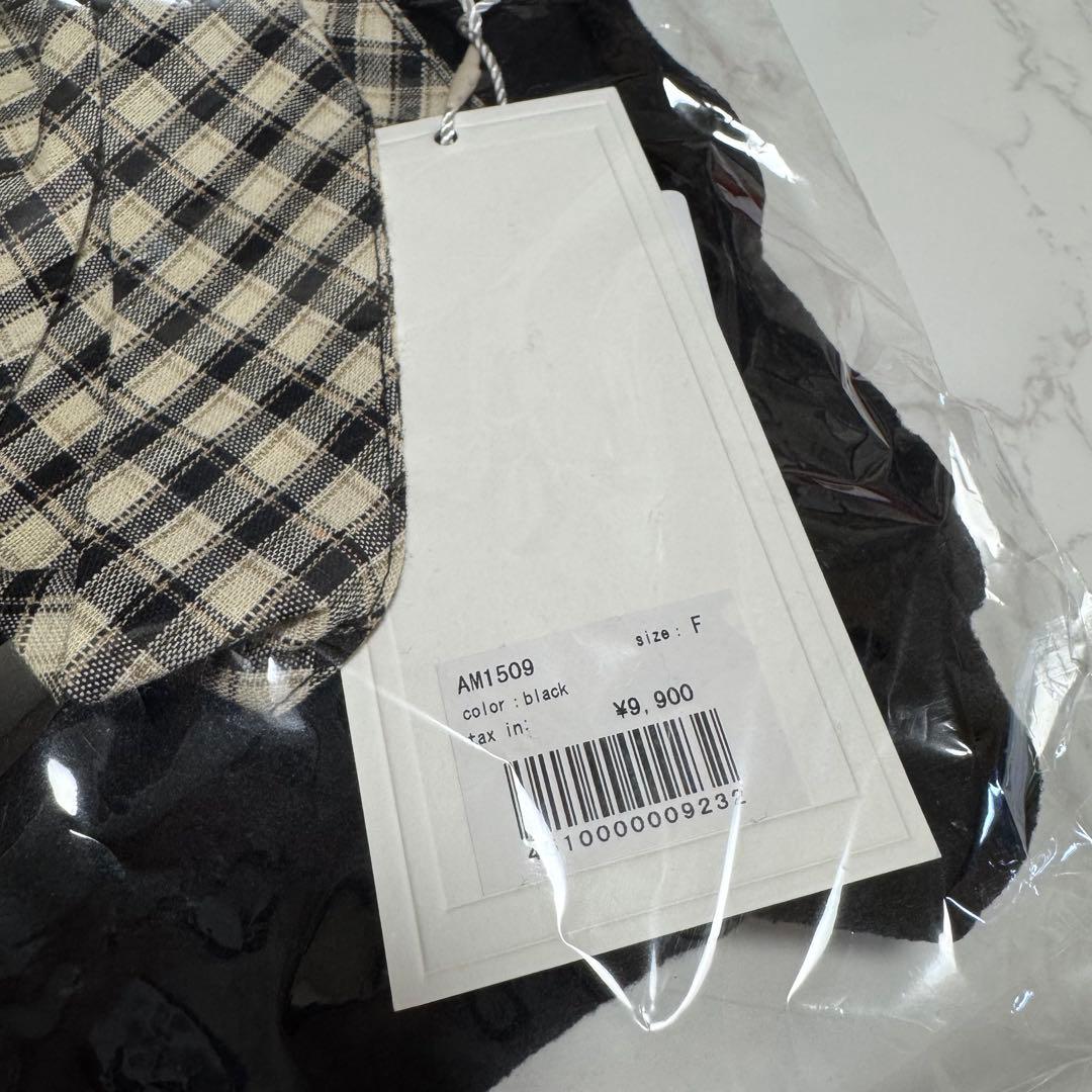 タグ付新品 andmary ami ribbon checktops black