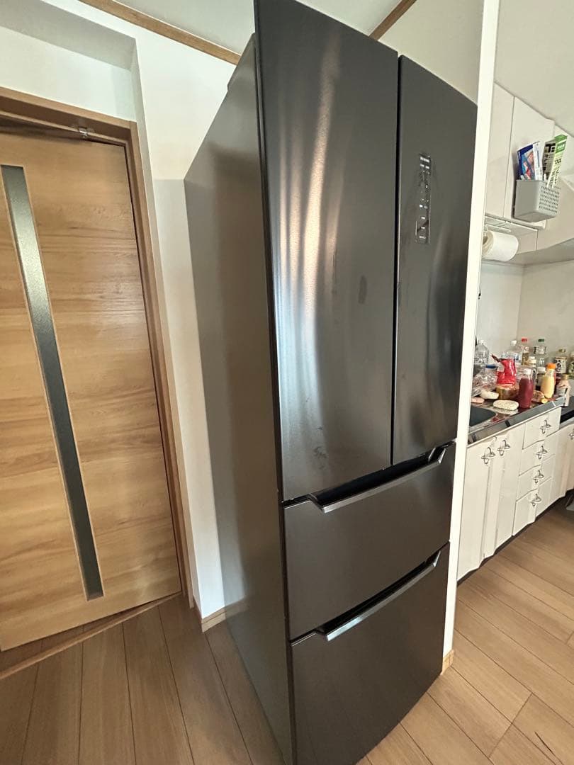 ブラック フレンチドア冷蔵庫　IRIS OHYAMA