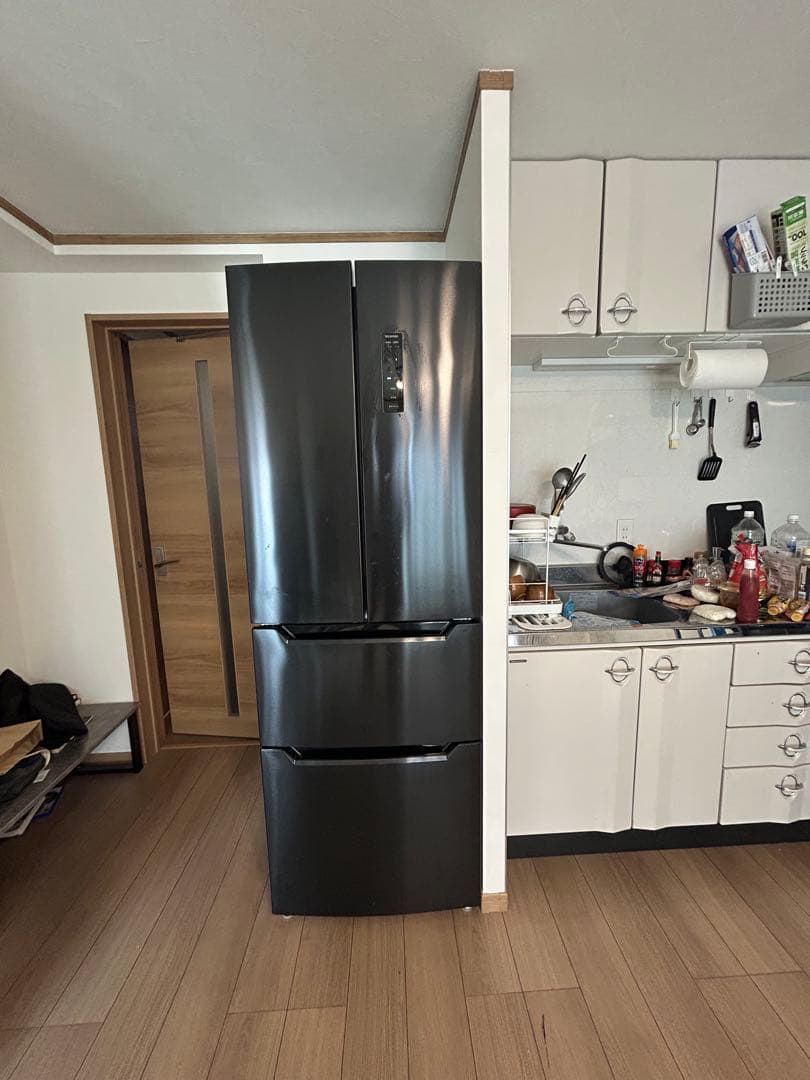 ブラック フレンチドア冷蔵庫　IRIS OHYAMA