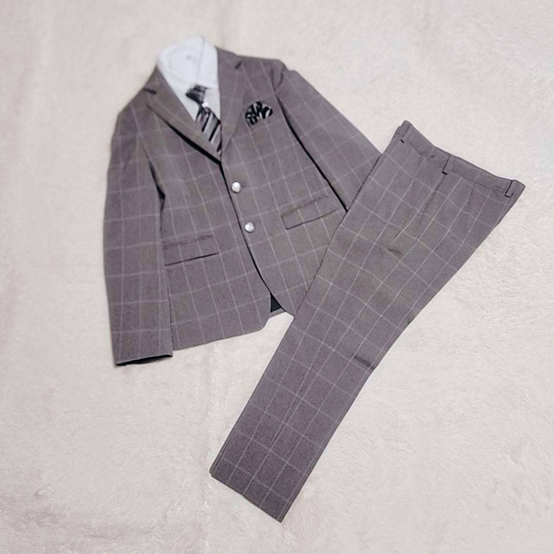 WANDER FACTORY キッズスーツ 160 ５点セット グレー チェック