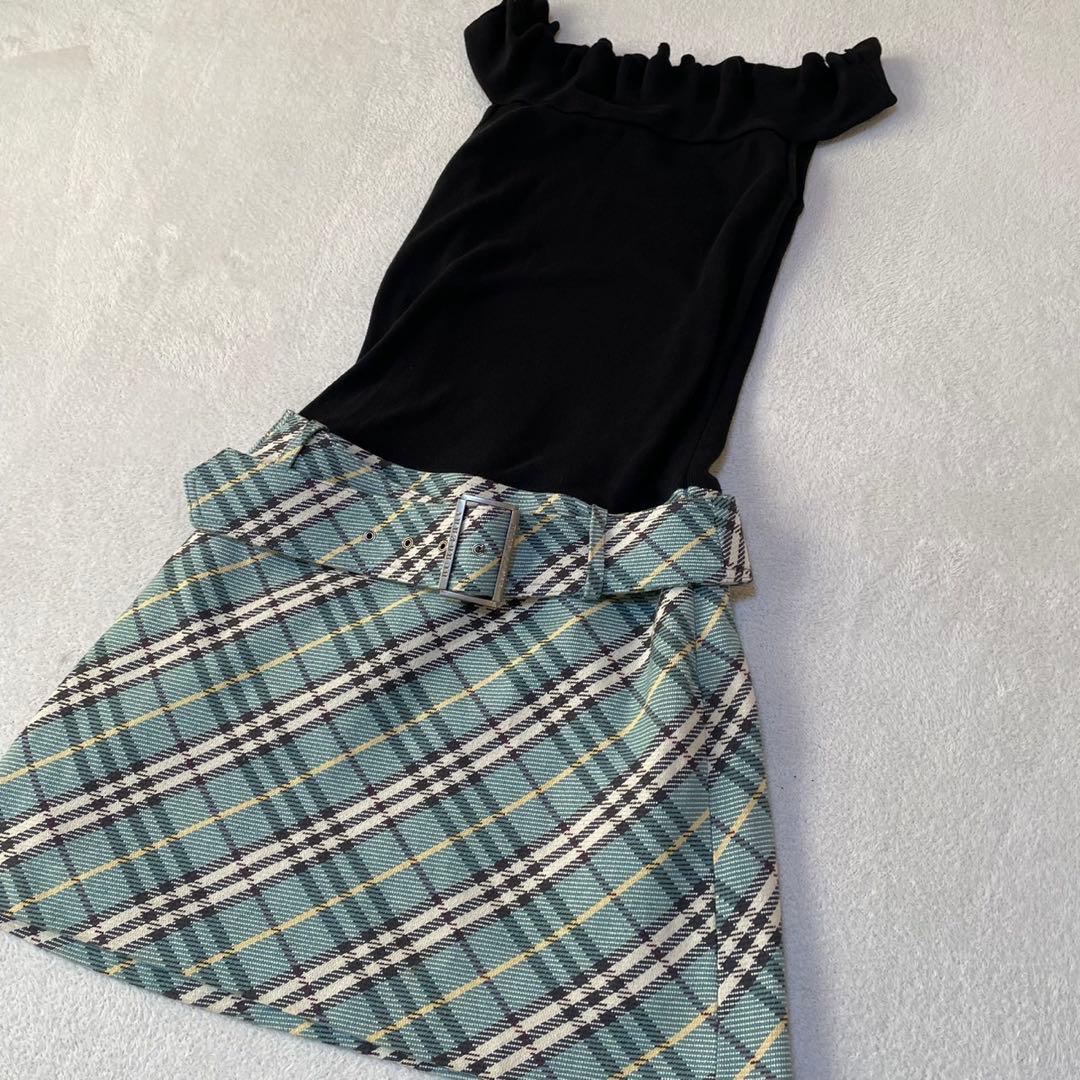 バーバリーブルーレーベル　ノースリーブ　ワンピース　ノバチェック　ニット　38