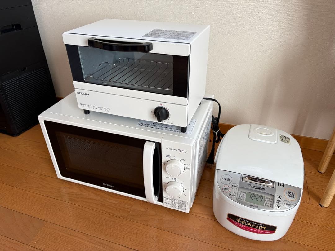 【一人暮らし用】家電３点セット(電子レンジ、炊飯器、オーブントースター)