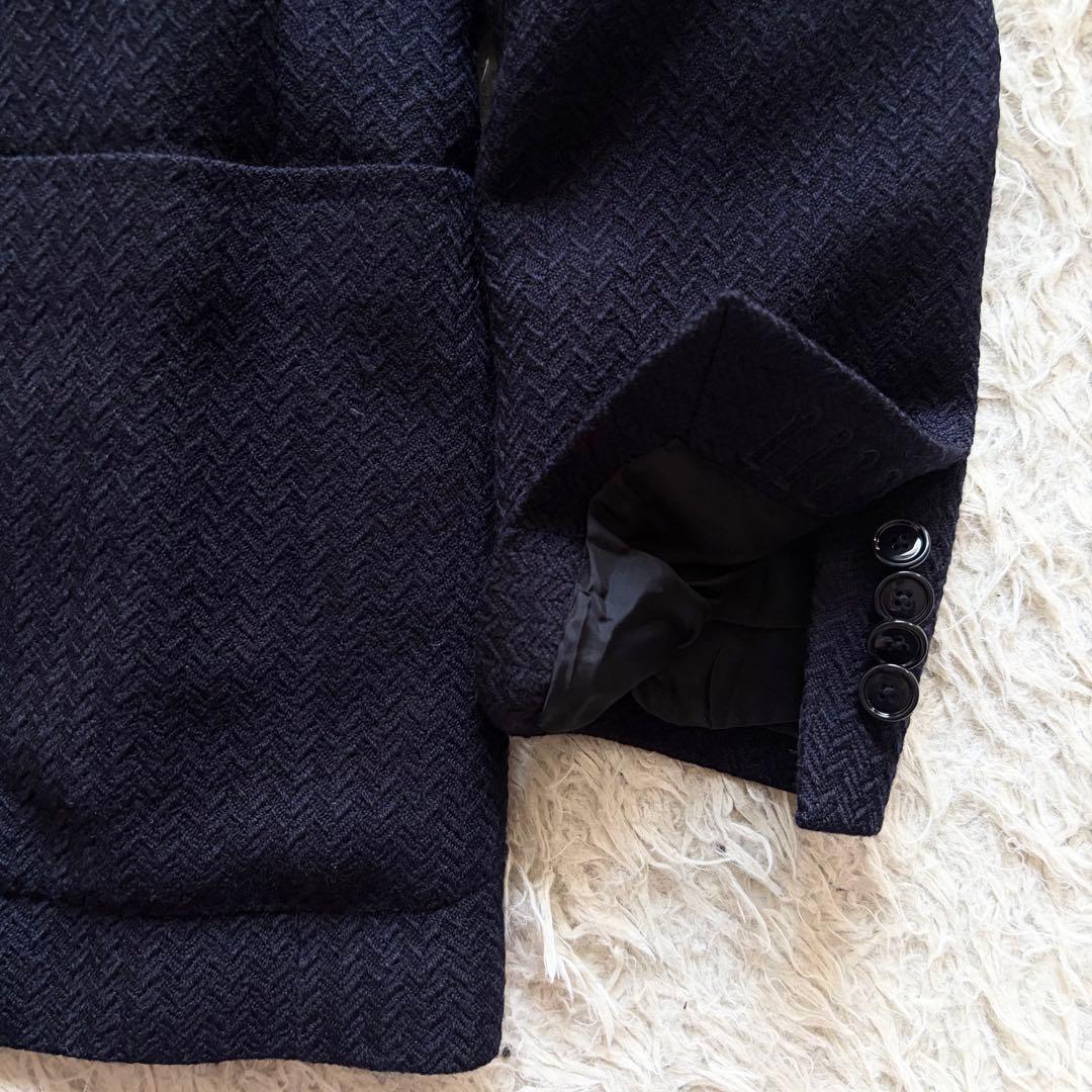 <美品>TAGLIATORE ネイビー ウール ダブル ニットジャケット 50