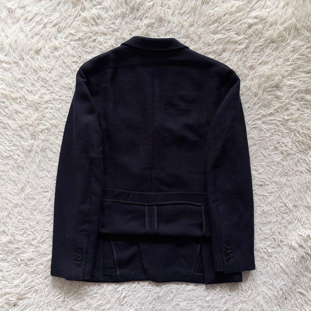 <美品>TAGLIATORE ネイビー ウール ダブル ニットジャケット 50