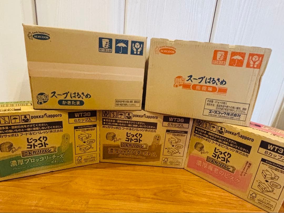 スープはるさめ2種セット、こんがりパン3種セット、Qoo 4種　5箱