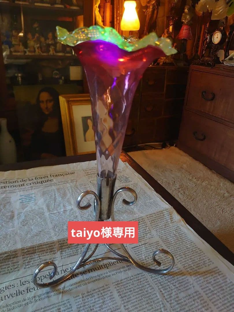 「売約済」イギリス1930s'イパーン クランベリー＆ヴァセリンフラワーベース