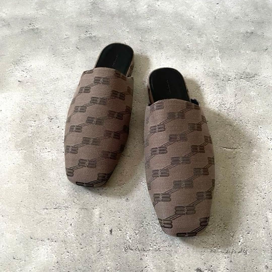 リ*氏様 BALENCIAGA バレンシアガ ミュールローファー BB柄 フラッ