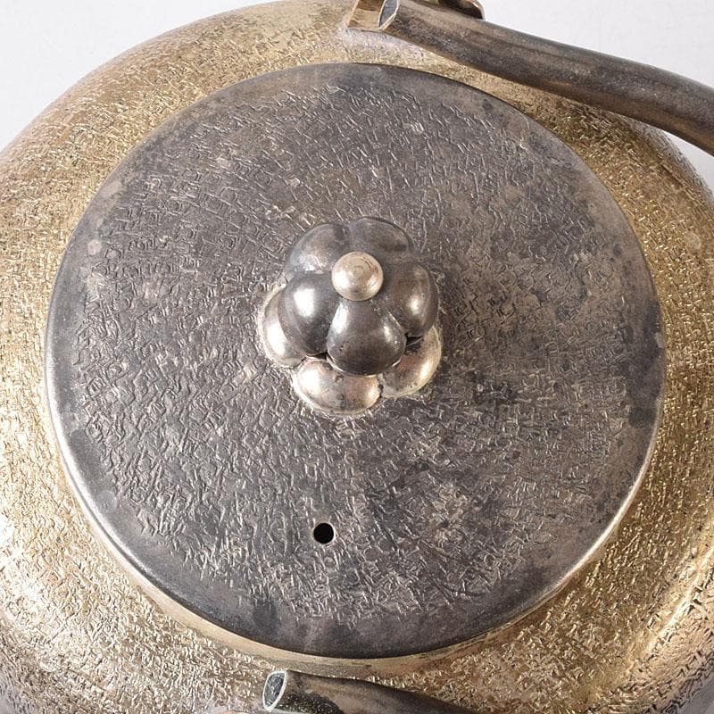 オオヤマレンゲ　煎茶道具　白銅いぶし銀　槌目　銀瓶　湯沸　V　R8196