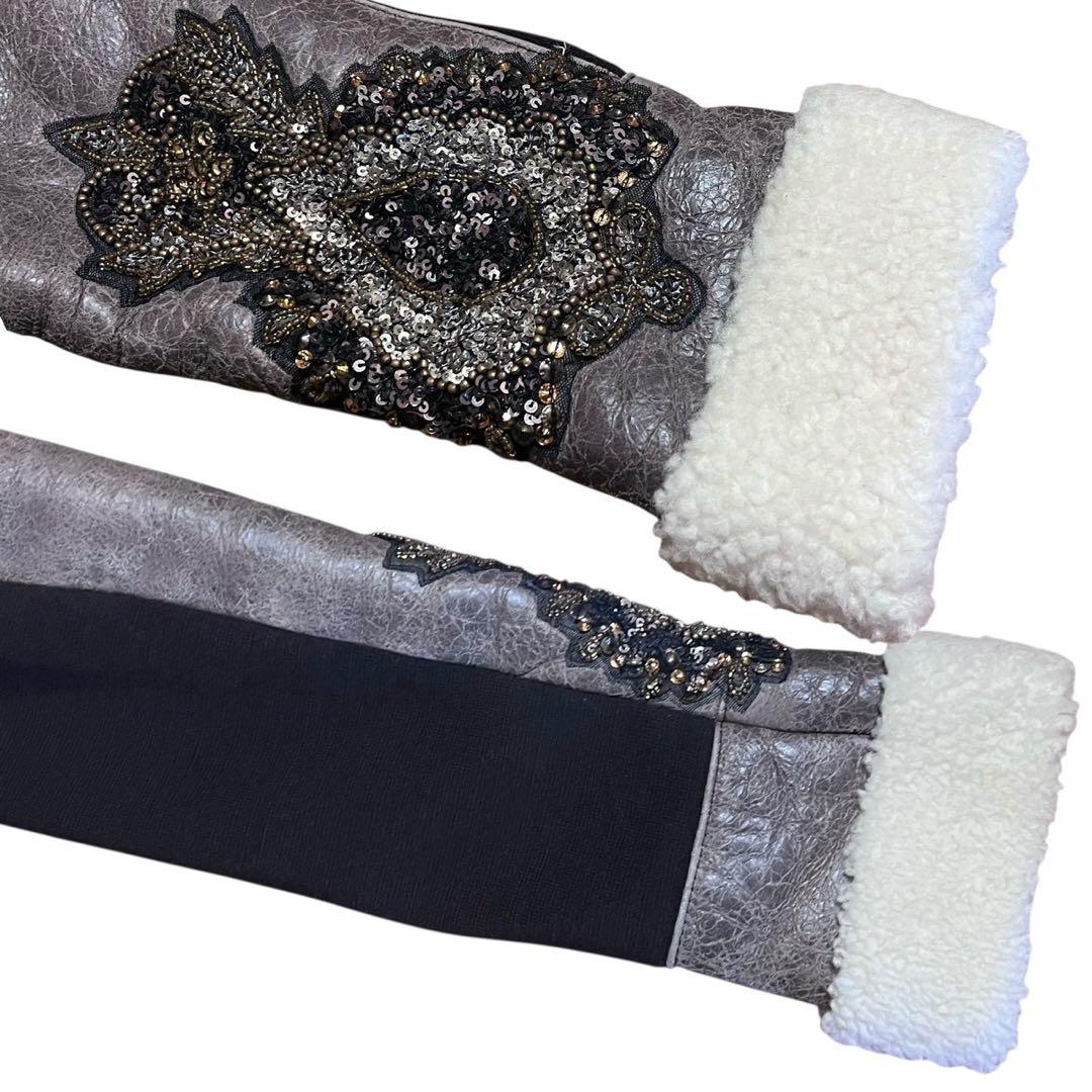 レア♡ イタリア製！リアルレザー　リアルファー　スパンコール　3ウェイ　アウター