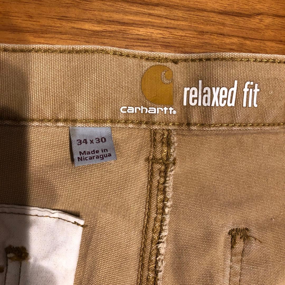 CARHARTTダブルニーワークパンツ ベージュ　汚れデザイン34／30