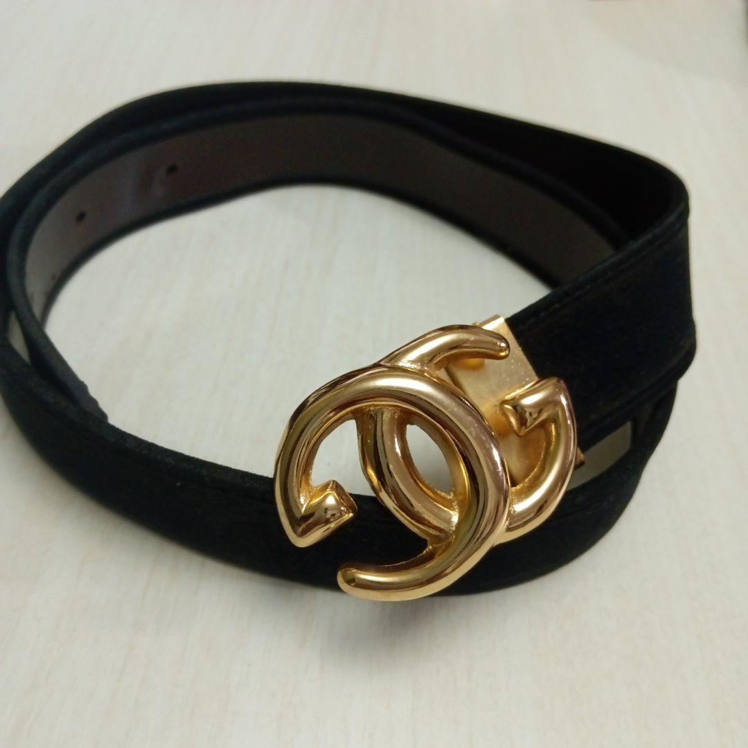 GUCCI　 GGロゴ　ダブルGG ゴールドバックル ベルト スエード