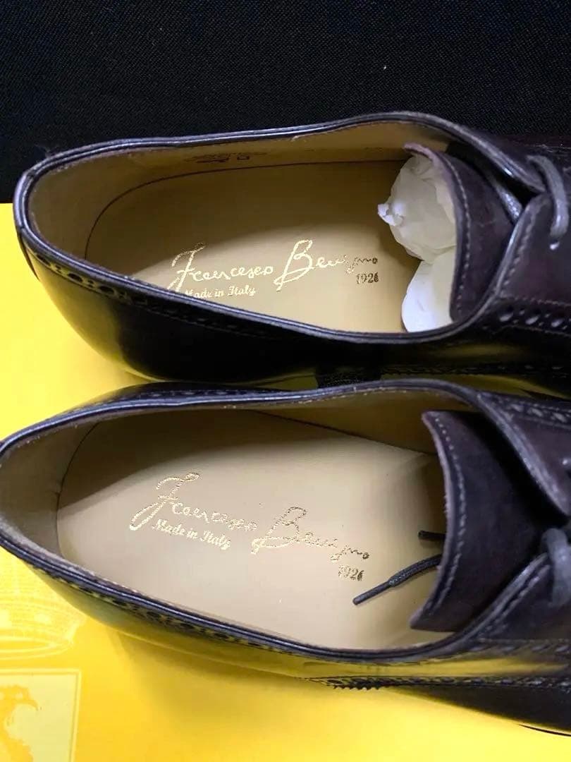 フランチェスコべニーニョ　ダークブラウン レザー ドレスシューズ　8