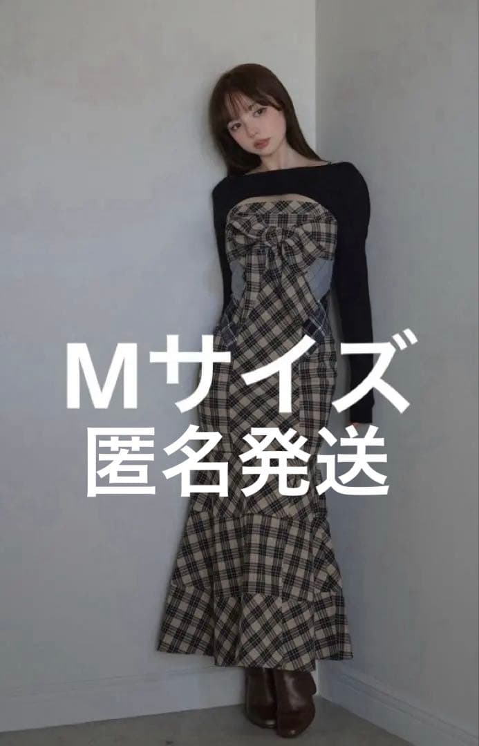 ワンピース andmary Juni check dress beige M