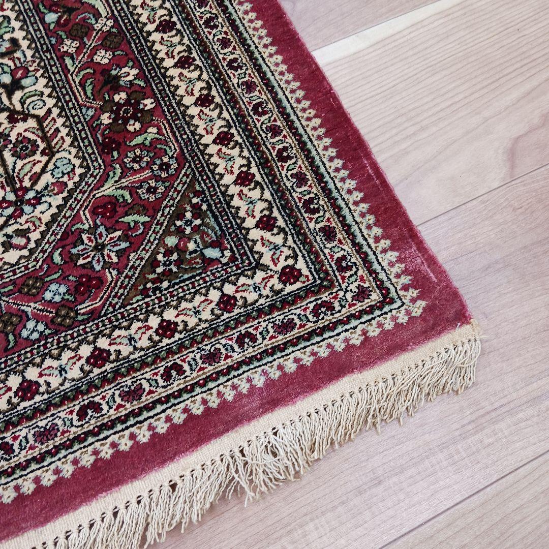 Y2824 高級ペルシャ絨毯 クム産 シルク100% 手織り タペストリー