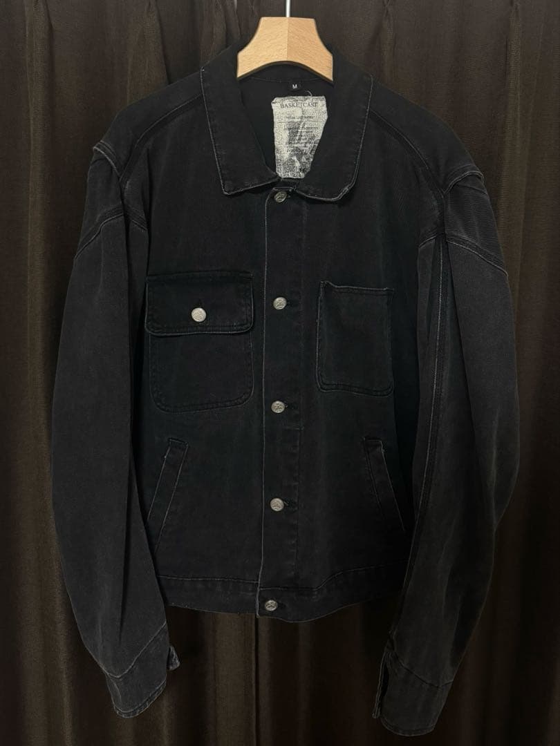 【Basketcase】ブラックデニムジャケット　ダメージ　 ショート丈