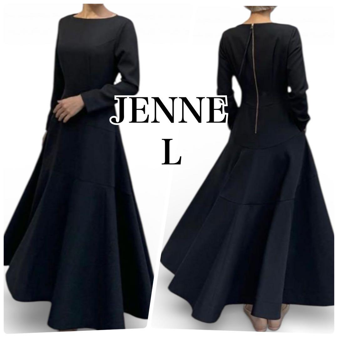 24AW最新モデル/定価3.6万 ジェンヌ オードリーフレアワンピース L 黒