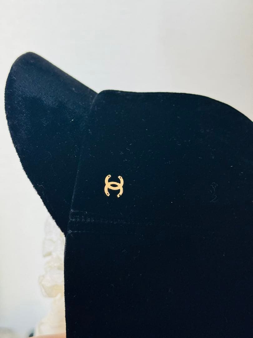 新品未使用 シャネル ブラック ベロア ココマーク キャスケット キャップ 帽子