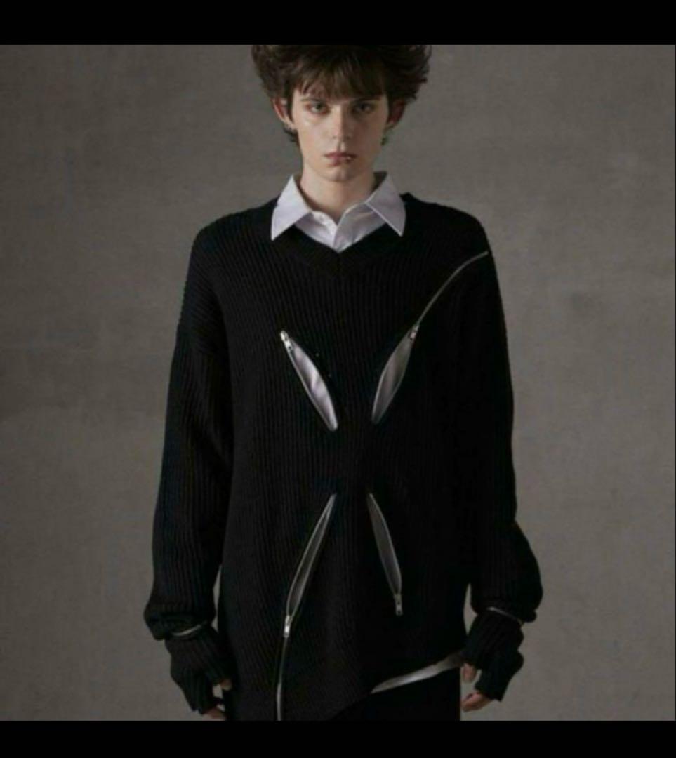 【GRANCY】 Zip Design Asymmetry Knit Sサイズ