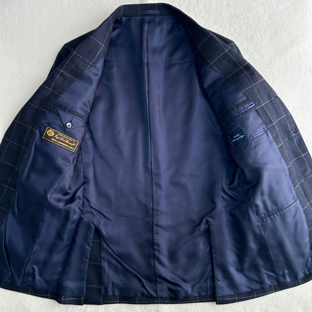 美品シップス ロロピアーナ カシミヤ ウール シルク ウィンドペン ジャケットM