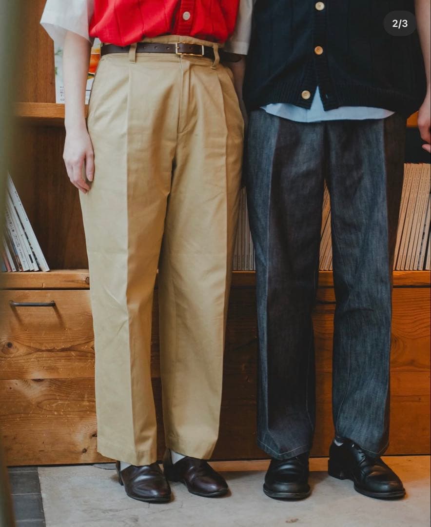 【UNFOLK】 チノパン　2tuck pants