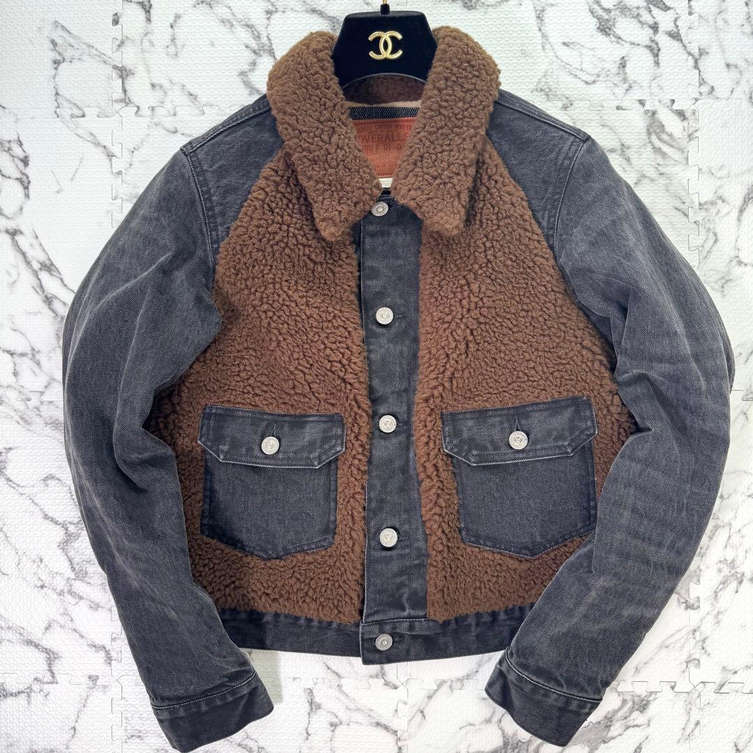 極美品◎RRL グリズリージャケット　デニム×ボア　異素材切り替え　希少モデル