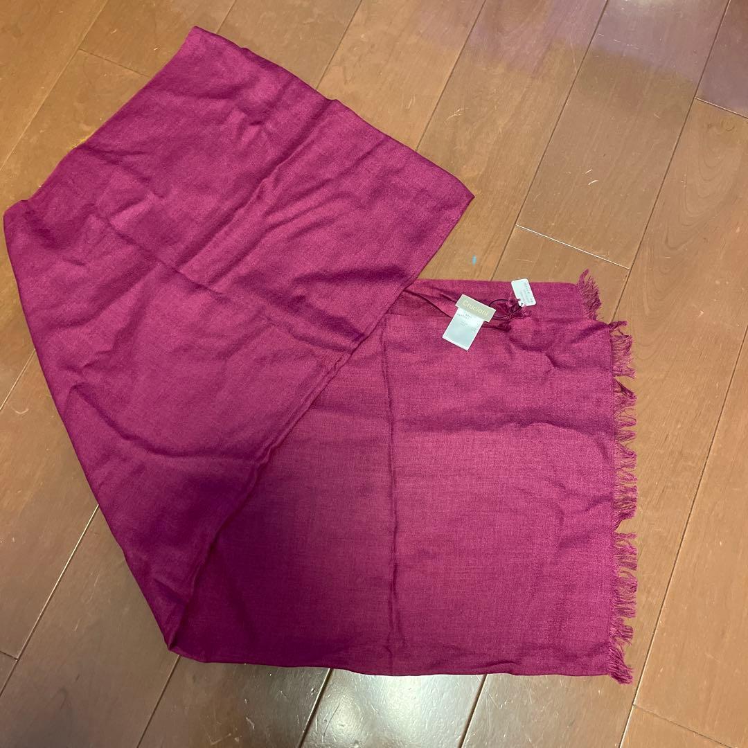 ⑤クルチアーニ　cruciani カシミア　シルク　ストール　新品未使用　エンジ