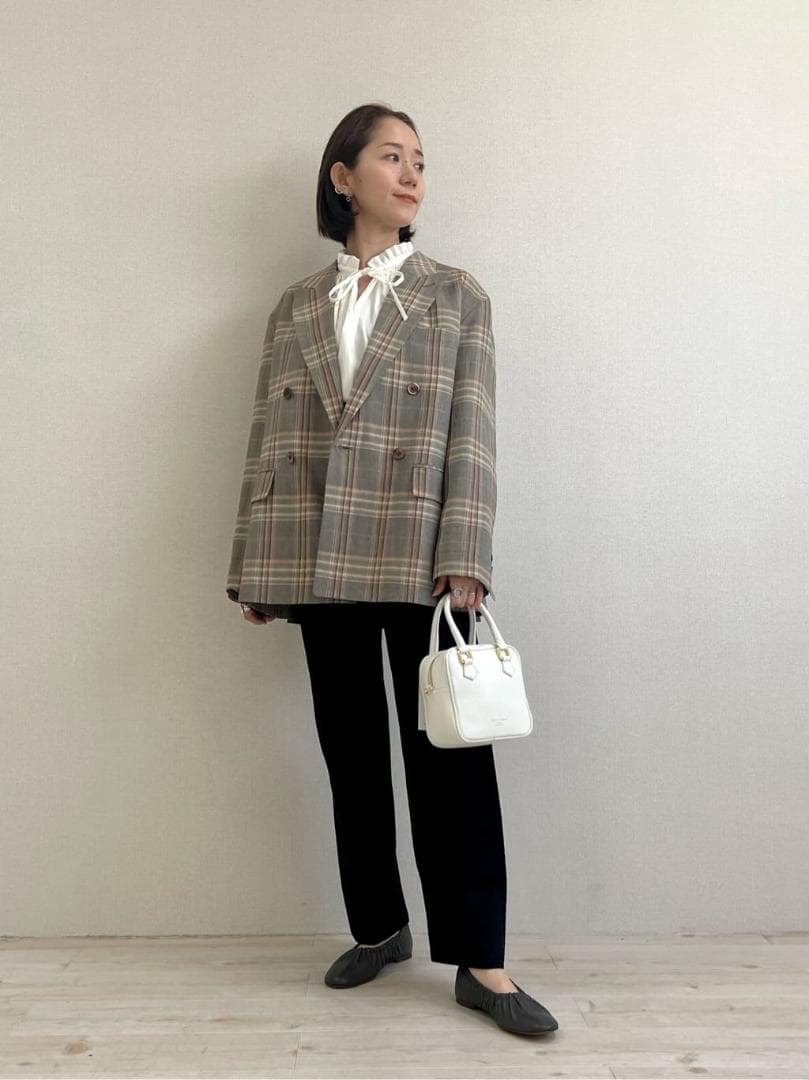 TOMORROWLAND レーヨンリネンチェック ダブルブレストジャケット