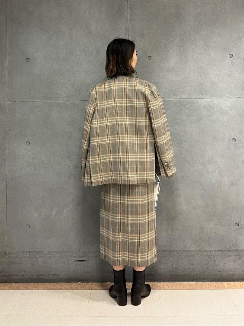 TOMORROWLAND レーヨンリネンチェック ダブルブレストジャケット