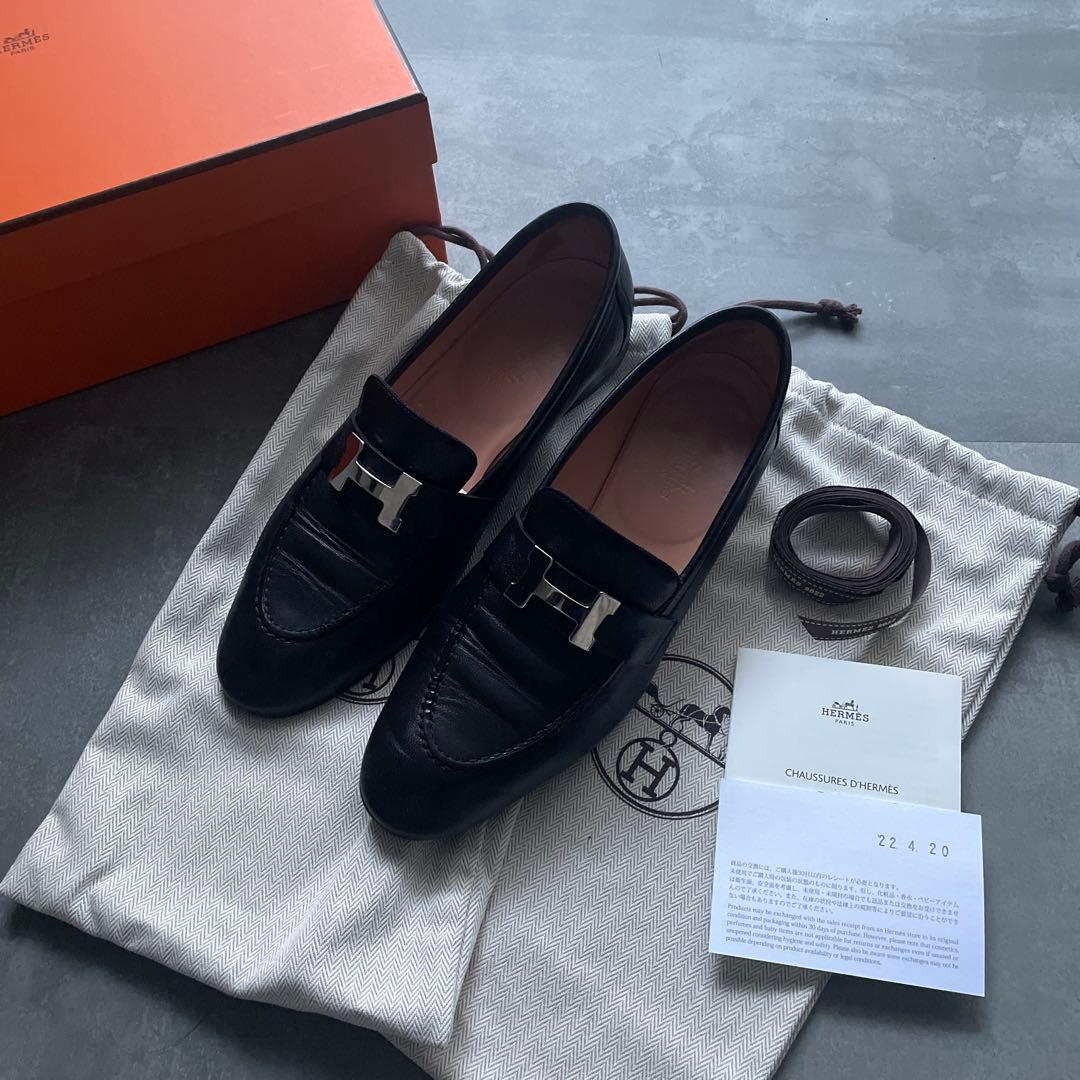 味噌汁さま専用エルメス　モカシンパリローファー黒