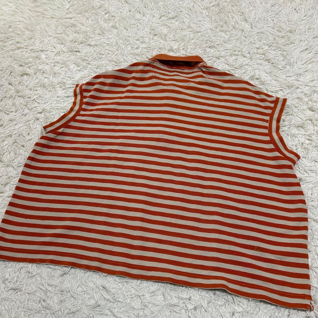 美品✨45R 縞カノコの馬ポロシャツ R刺繍 ロゴ ボーダー カットソー