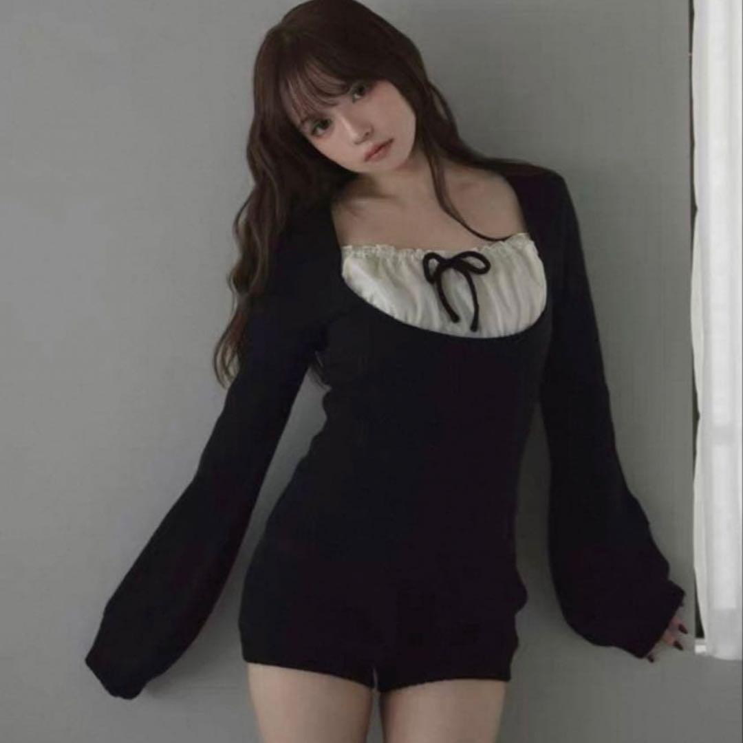 ワンピース ANDMARY Raven gather set up black