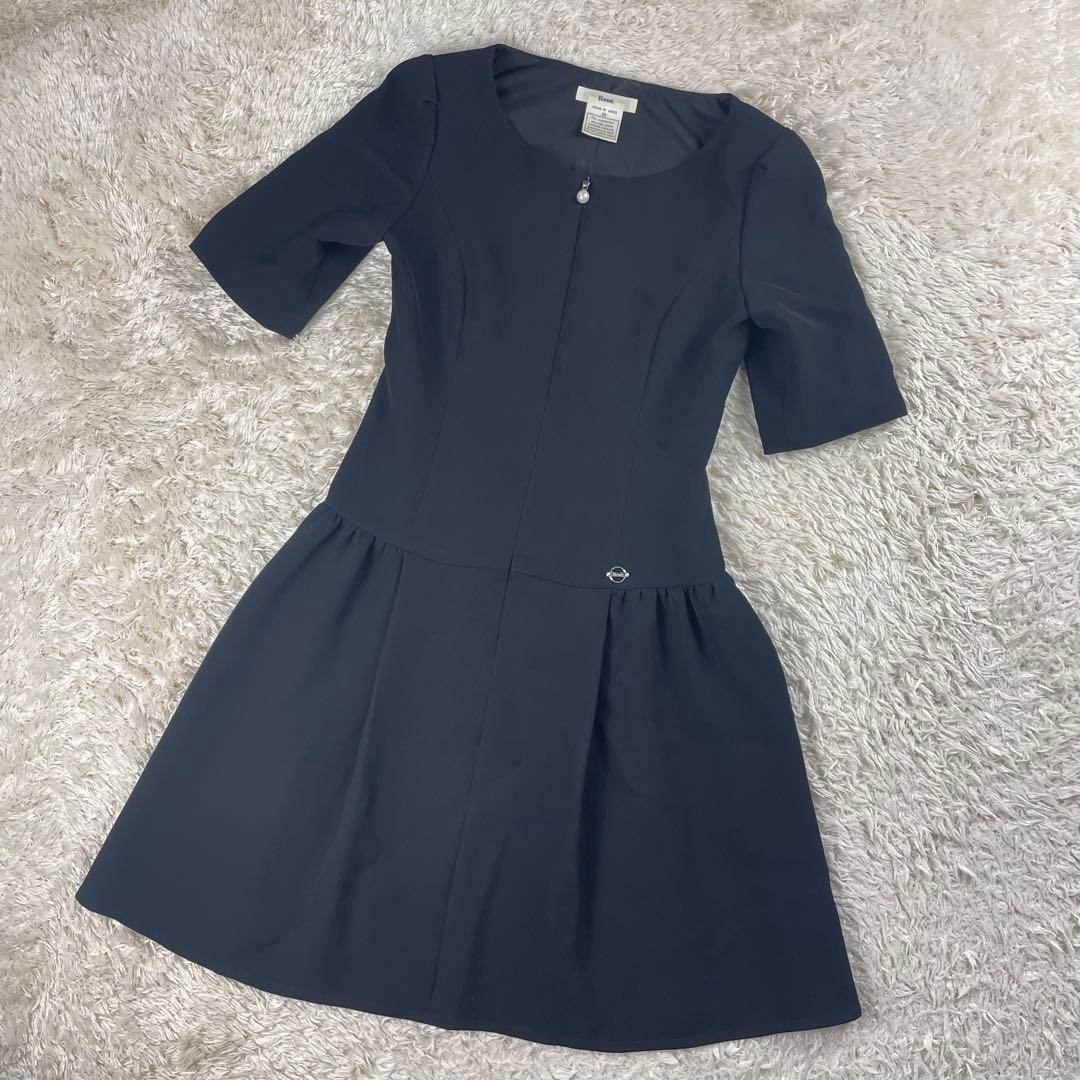 Rene ルネ　フロントジップ　フレアワンピース　半袖　32