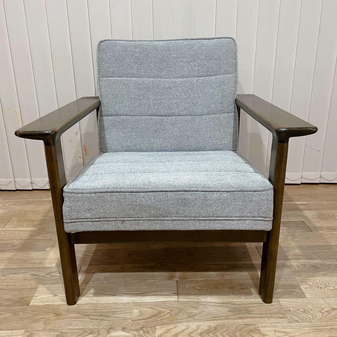 カリモク Kチェア ワイドアーム 1人掛け　ソファ　ビンテージ　グレー