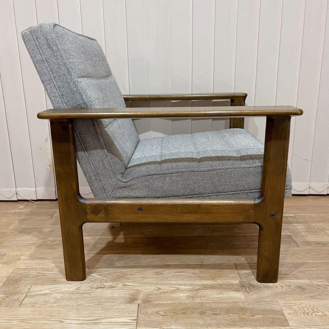 カリモク Kチェア ワイドアーム 1人掛け　ソファ　ビンテージ　グレー