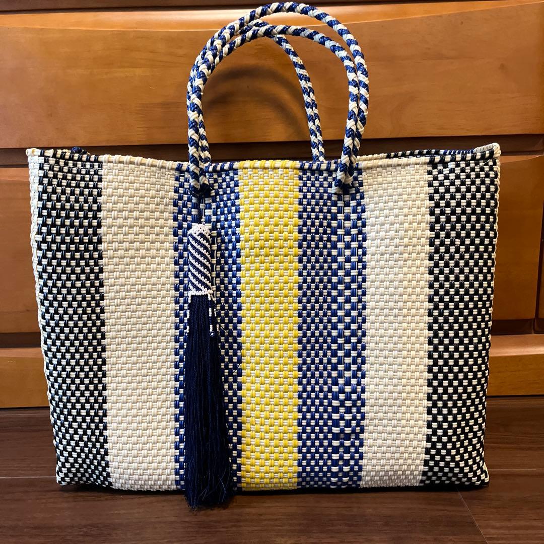 【即購入可】 メルカドバッグ　メキシコ　オアハカ産　Lサイズ　チャーム付き