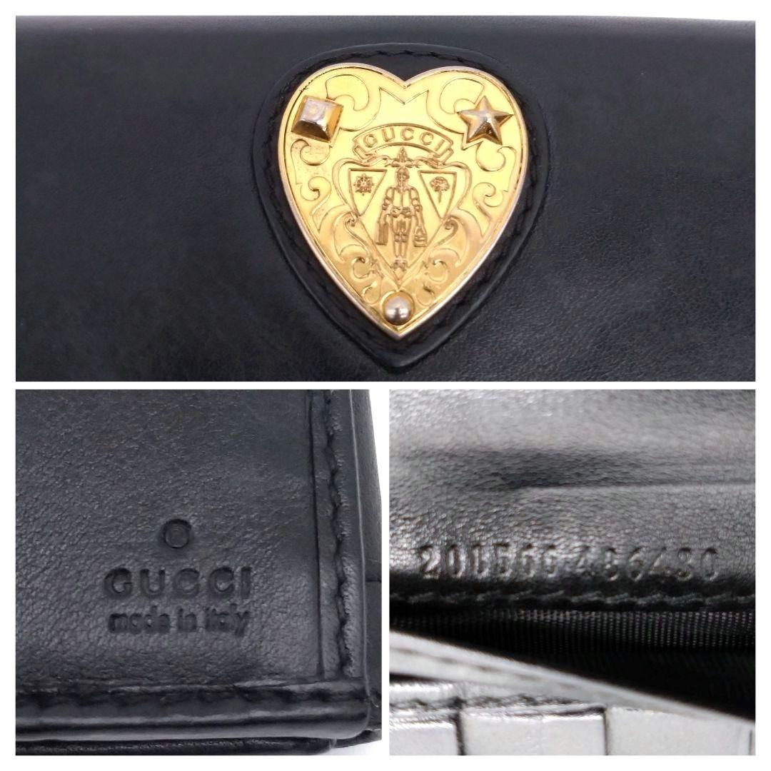 GUCCI 長財布 ハートクレスト ハートロゴ金具 可愛い 黒 208566